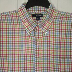 Lands' End Mens L/S Rainbow Cotton Button Down Dress Shirt - Size 16.5/34-35